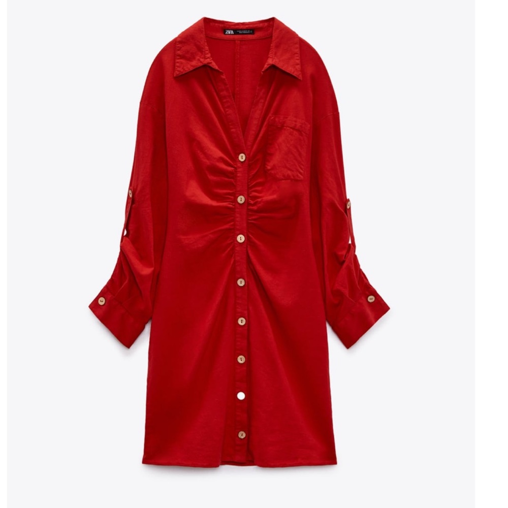 New Zara red Dress with ruching size XL